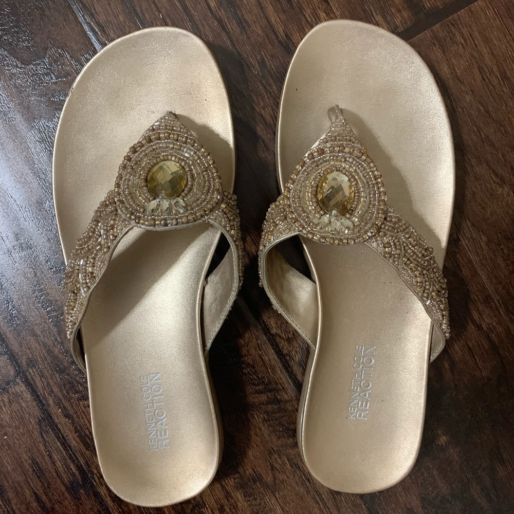 Embellished gold sandals